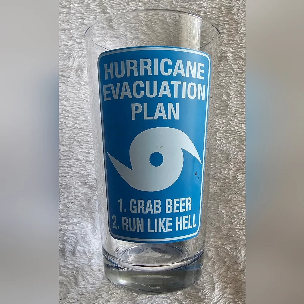 Hurricane Evacuation Plan Pint Glass - Blue